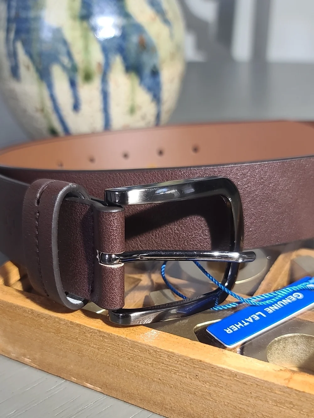 Vince Camuto Men's Brown Leather Belt Size 36